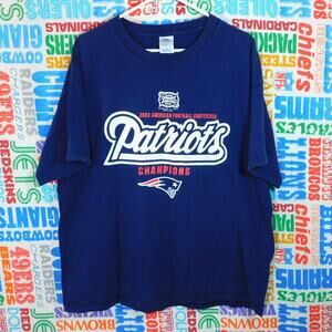 Vintage New England Patriots T Shirt 2003 AFC Champions Size XL Script Logo